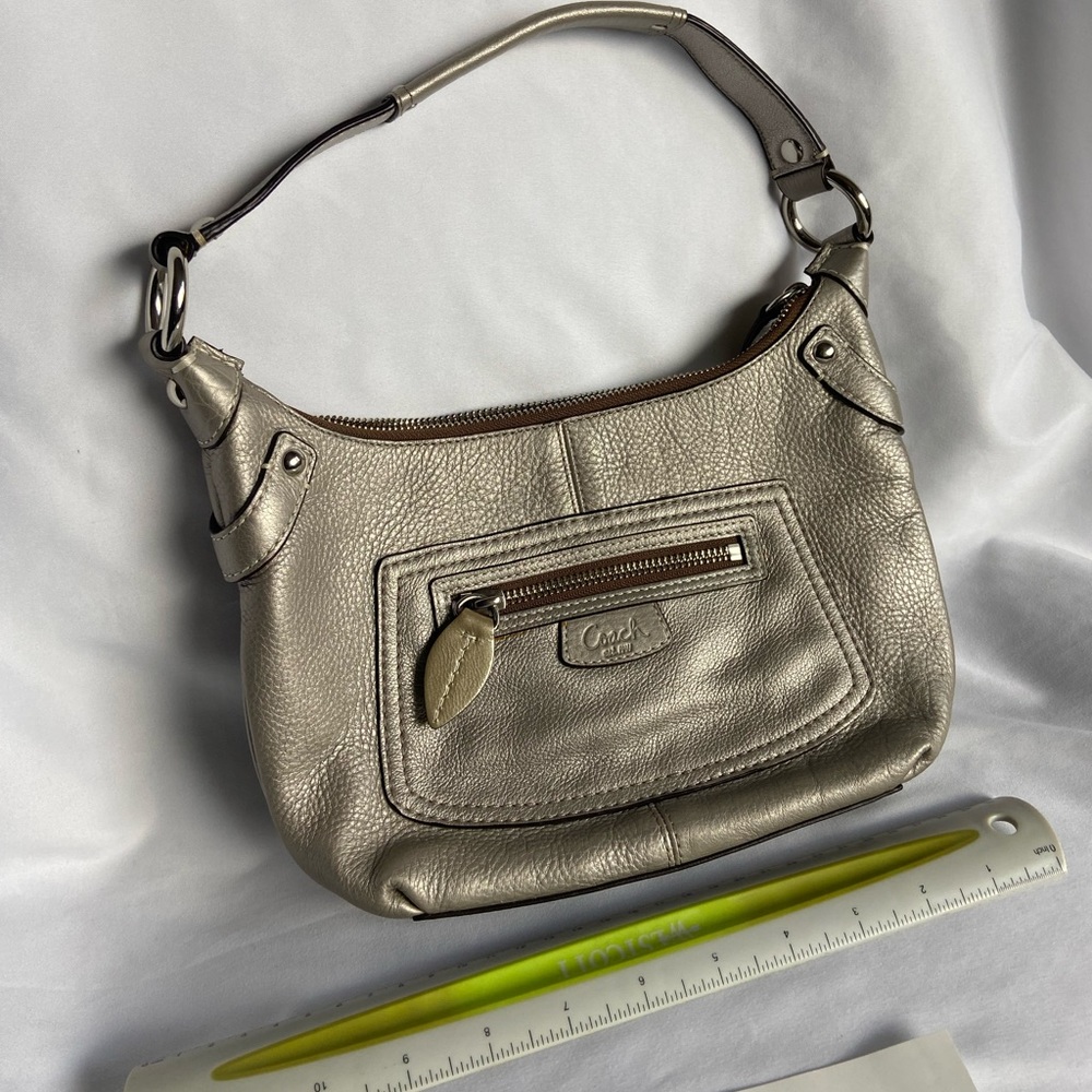 Metallic coach shoulder bag